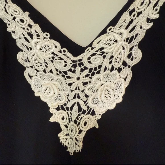 Women’s Vintage Y2K Black Dress 16W Midi Lace Tiered Cottagecore 90s - Picture 4 of 10